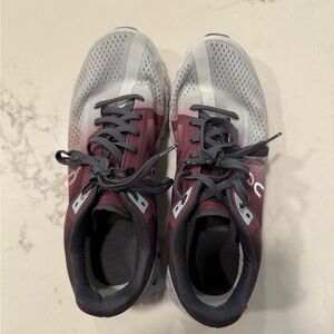 Blue and Maroon Athletic Shoes